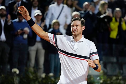 Nicolas Jarry celebrates after winning the semifinal